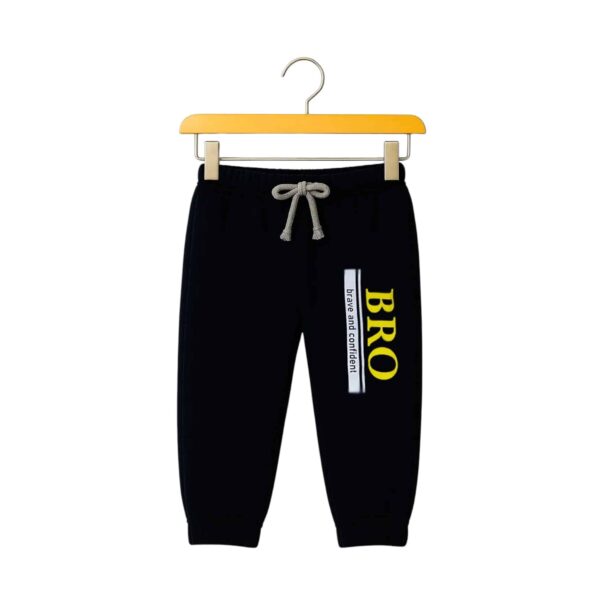 Boys Stylish “BRO” Hoodie Tracksuit – Black & Yellow