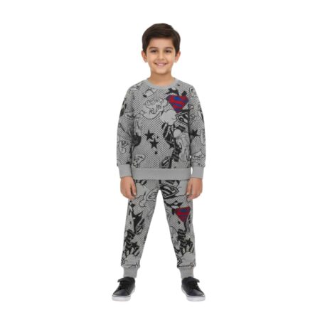 Boys Superman Printed Tracksuit – Grey