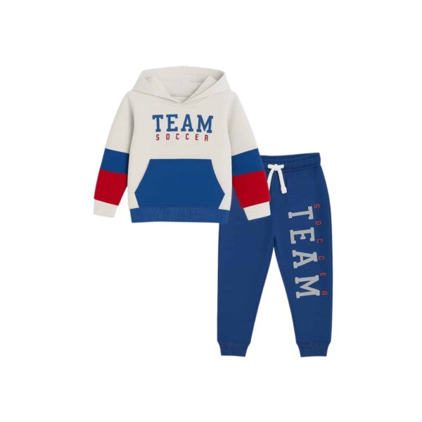 Boys Team Soccer Hoodie Tracksuit - Blue & White