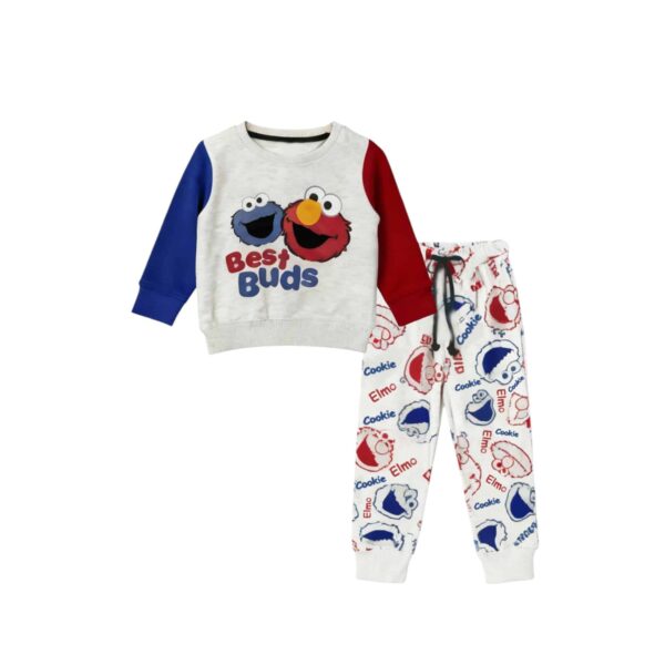 Girls Elmo & Cookie Monster Printed Tracksuit – Light Grey