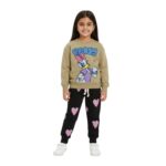 Girls Daisy Duck Printed Tracksuit – Khaki & Black