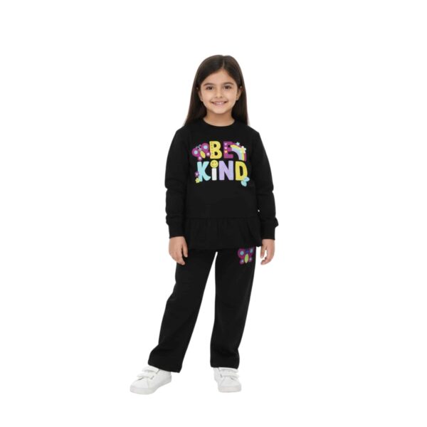 Girls Be Kind Butterfly Graphic Sweatsuit – Black Peplum