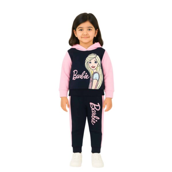 Girls Barbie Hooded Tracksuit – Pink & Black