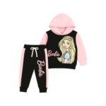 Girls Barbie Hooded Tracksuit – Pink & Black
