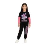Girls Melody Cute Character Tracksuit – Black & Pink