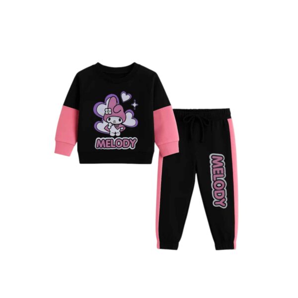 Girls Melody Cute Character Tracksuit – Black & Pink