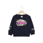 Girls Motivational Text Printed Tracksuit – Navy Blue & Black