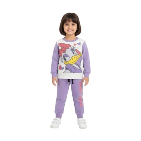 Girls Daisy Duck Printed Tracksuit – Purple