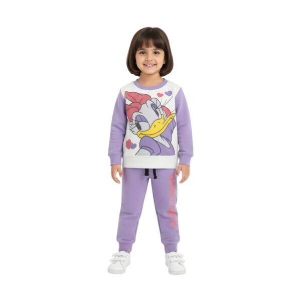 Girls Daisy Duck Printed Tracksuit – Purple