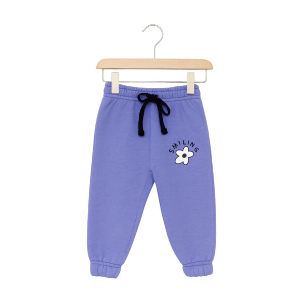 Girls Keep Smiling Flower Printed Tracksuit – Grey & Purple