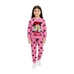 Girls Cute Minnie Mouse Pink Heart Print Sweat Suit – Pink