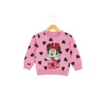 Girls Cute Minnie Mouse Pink Heart Print Sweat Suit – Pink