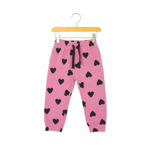 Girls Cute Minnie Mouse Pink Heart Print Sweat Suit – Pink