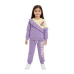 Girls Butterfly Printed Tracksuit – Purple & Yellow