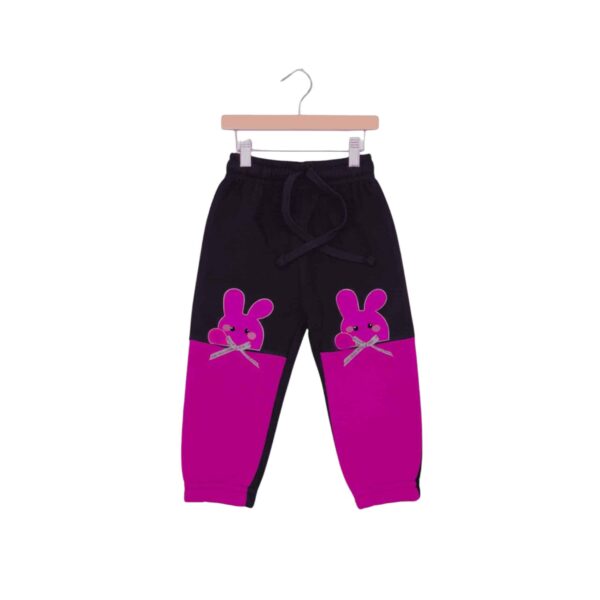Girls Cute Bunny Printed Tracksuit – Pink & Black