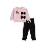 Girls Be Happy Bow Tracksuit – Pink & Black
