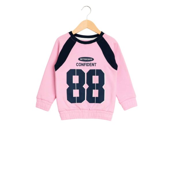 Girls Confident 88 Print Tracksuit – Pink & Navy