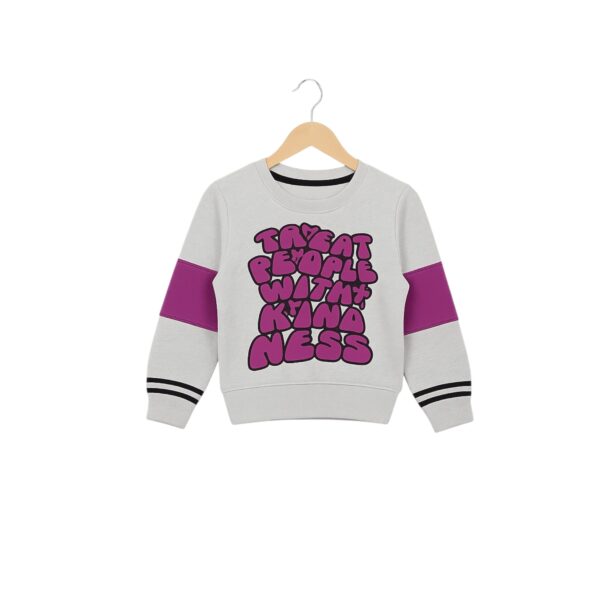 Girls Treat People With Kindness Print Tracksuit – Purple & White