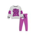 Girls Treat People With Kindness Print Tracksuit – Purple & White
