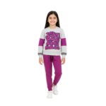 Girls Treat People With Kindness Print Tracksuit – Purple & White