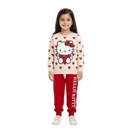 Girls Hello Kitty Tracksuit – Red & Cream