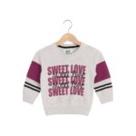 Girls Sweet Love Printed Tracksuit – Light Gray & Magenta