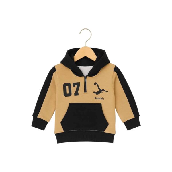 Boys Half Zip Hoodie Tracksuit – Black & Camel