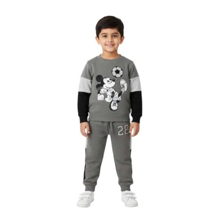 Boys Disney Mickey Mouse Soccer Graphic Tracksuit – Grey