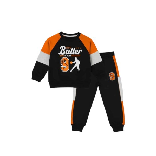 Boys Basketball "Baller" Tracksuit – Black & Orange