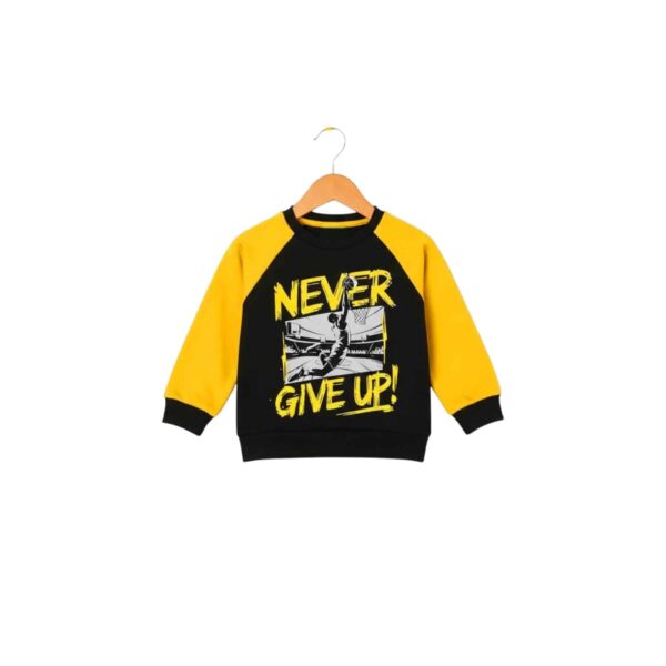 Boys "Never Give Up!" Basketball Tracksuit – Black & Yellow